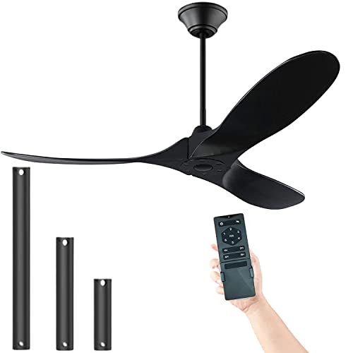 70 Inch Large Ceiling Fan without Light, Damp Rated Outdoor Ceiling Fan for  Patio, 3 Wood Blade Ceiling Fan DC Motor with Remote for Indoor Living