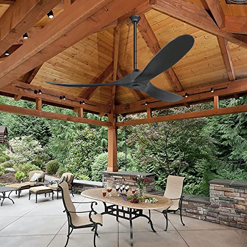 70 Inch Rustic Outdoor Ceiling Fans for Patios Waterproof, Black No Lights Damp Rated 3 Blade Large Airflow Indoor Outdoor Large Ceiling Fan for Exterior House Porch Gazebo