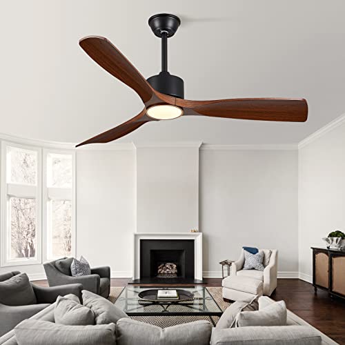 BOOSANT 52 inch Ceiling Fans with Lights,Quiet DC Motor,IP44 Waterproof,ETL Certification,(Dark Walnut)