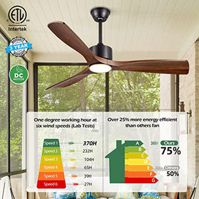 BOOSANT 52 inch Ceiling Fans with Lights,Quiet DC Motor,IP44 Waterproof,ETL Certification,(Dark Walnut)