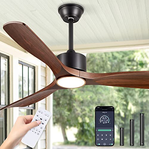 BOOSANT 52 inch Ceiling Fans with Lights,Quiet DC Motor,IP44 Waterproof,ETL Certification,(Dark Walnut)