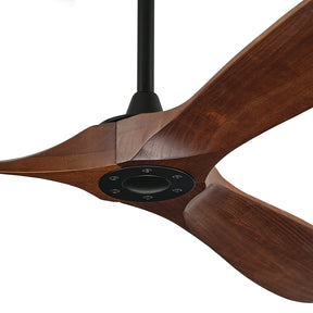 BOOSANT 52" Ceiling Fans Without Lights, Solid Wood Ceiling Fan with Remote Control and DC Motor, Ceiling Fan no Light with 3 Blades, Indoor Outdoor Ceiling Fans for Patios, Bedroom- Dark Walnut